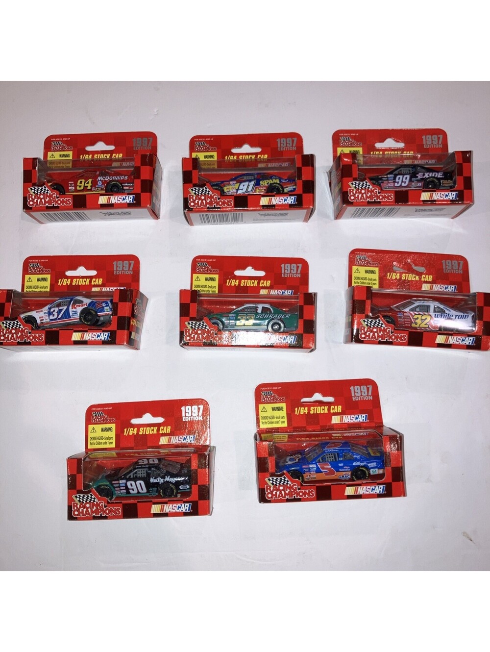 VINTAGE 1997 LOT OF 8 RACING CHAMPIONS STOCK CAR NASCAR 1/64 SCALE RACE CARS NEW
